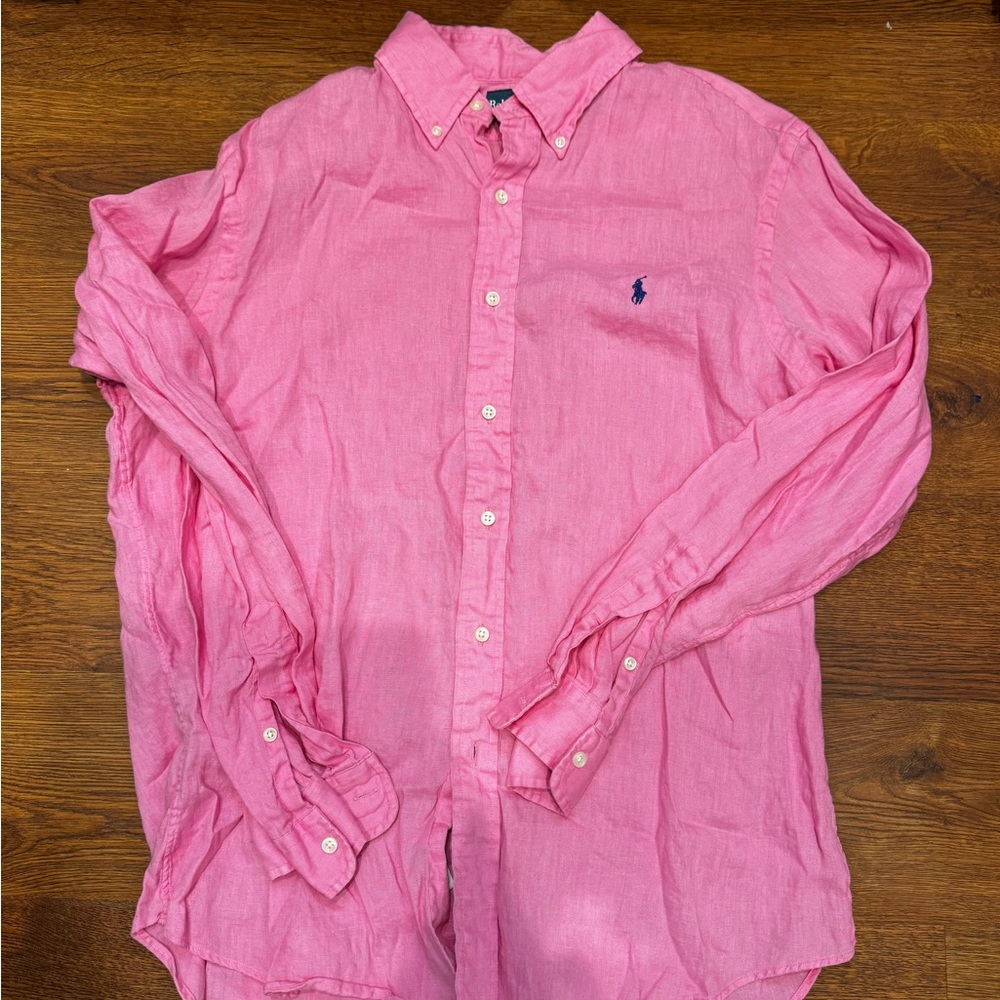 Ralph Lauren Men's Casual Pink Button Down Shirt